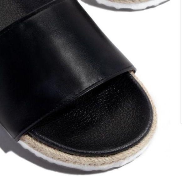 Espadrille Slides in Black - Picture 3 of 6